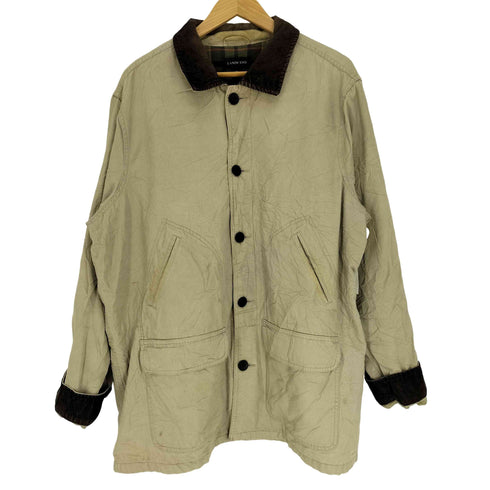 ランズエンド LANDS END 90-00S 裏地 チェック 襟 コーデュロイ ハンティング カバーオール ジャケット メンズ import:XL